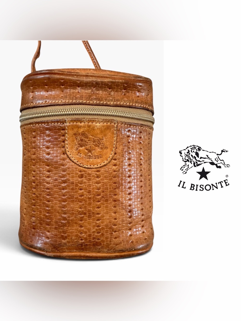 Il Bisonte Vintage brown textured leather cylindrical crossbod